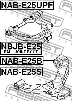 Febest NAB-E25UPF - Сайлентблок, рычаг подвески колеса autosila-amz.com