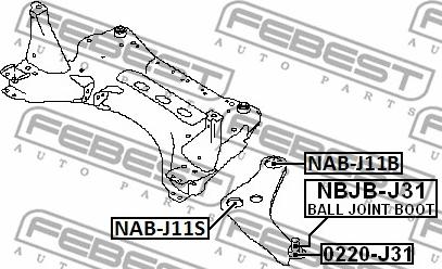 Febest NAB-J11B - Сайлентблок, рычаг подвески колеса autosila-amz.com