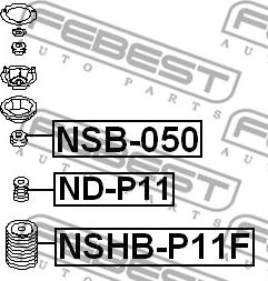 Febest ND-P11F - ОТБОЙНИК ПЕРЕДНЕГО АМОРТИЗАТОРА (NISSAN PRIMERA P11 1996-2001) FEBEST autosila-amz.com