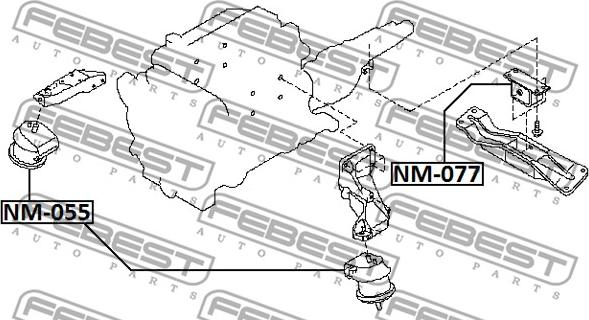 Febest NM-055 - ПОДУШКА ДВИГАТЕЛЯ VQ35DE (INFINITI FX45/35 (S50) 2002-2008) FEBEST autosila-amz.com