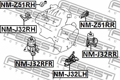 Febest NM-J32RH - ПОДУШКА ДВИГАТЕЛЯ ПРАВАЯ (ГИДРАВЛИЧЕСКАЯ) NM-J32RH autosila-amz.com