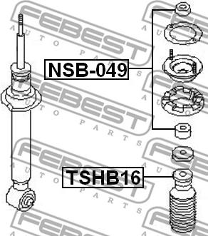 Febest NSB-049 - ВТУЛКА ЗАДНЕГО АМОРТИЗАТОРА (NISSAN SUNNY B14/ALMERA N15 1995-2000) FEBEST autosila-amz.com