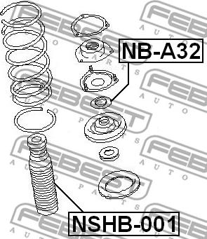 Febest NSHB-001 - отбойник-пыльник амортизатора переднего!\ Nissan Pathfinder/Terrano R50 95-03 autosila-amz.com