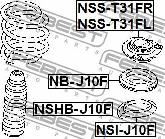 Febest NSS-T31FL - Опора стойки амортизатора, подушка autosila-amz.com