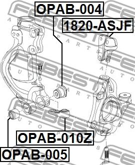 Febest OPAB-004 - сайлентблок поворотного кулака!\ Opel Astra J 10-15 autosila-amz.com