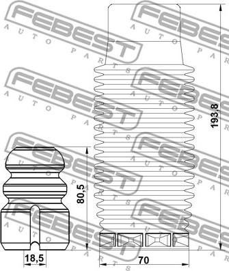 Febest PGSHB-206F-KIT - ПЫЛЬНИК ПЕРЕДНЕГО АМОРТИЗАТОРА С ОТБОЙНИКОМ КОМПЛЕКТ autosila-amz.com