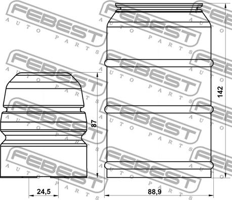 Febest PGSHB-BOXF-KIT - ПЫЛЬНИК ПЕРЕДНЕГО АМОРТИЗАТОРА С ОТБОЙНИКОМ КОМПЛЕКТ autosila-amz.com