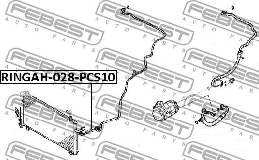 Febest RINGAH-028-PCS10 - Уплотнительное кольцо, линия кондиционера autosila-amz.com