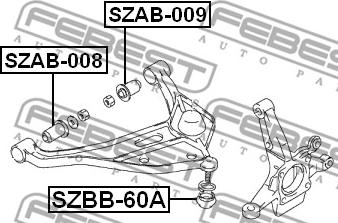 Febest SZAB-009 - САЙЛЕНБЛОК ЗАДНИЙ ПЕРЕДНЕГО ВЕРХНЕГО РЫЧАГА (SUZUKI GRAND VITARA/ESCUDO SQ416/SQ420/SQ625 1998-2006) autosila-amz.com