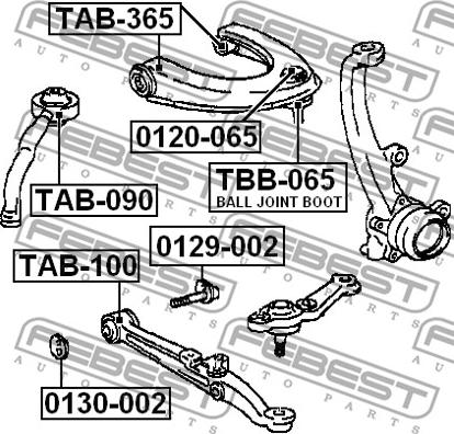 Febest TAB-365 - САЙЛЕНБЛОК ПЕРЕДНЕГО ВЕРХНЕГО РЫЧАГА (TOYOTA MARK 2/CHASER/CRESTA GX100 1996-2001) FEBEST autosila-amz.com