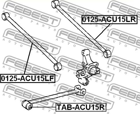 Febest TAB-ACU15R - сайлентблок задней продольной тяги!\ Toyota Kluger L/V ACU25/MCU25 4WD 00-07 autosila-amz.com