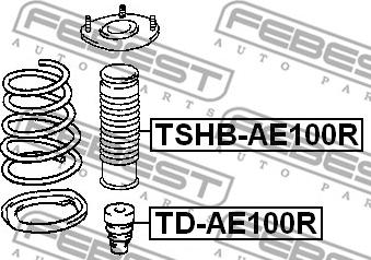 Febest TD-AE100R - ОТБОЙНИК ЗАДНЕГО АМОРТИЗАТОРА (TOYOTA COROLLA AE10#/CE10#/EE10# 1991-2002) FEBEST autosila-amz.com