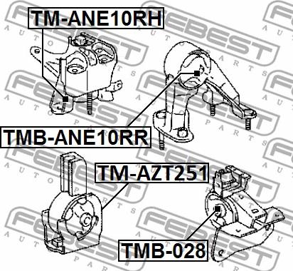 Febest TM-ANE10RH - подушка двигателя правая!\ Toyota Avensis 03-08/Caldina 02-07 autosila-amz.com