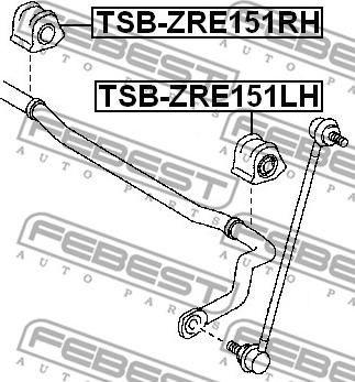 Febest TSB-ZRE151LH - втулка стабилизатора переднего левая!\ Toyota Corolla 13> autosila-amz.com