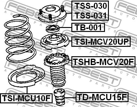 Febest TSHB-MCV20F - ПЫЛЬНИК ПЕРЕДНЕГО АМОРТИЗАТОРА (TOYOTA CAMRY SXV10/MCV10/VCV10 1991-1996) FEBEST autosila-amz.com