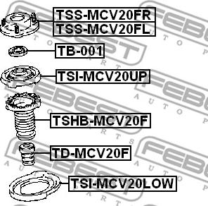 Febest TSI-MCV20LOW - проставка пружины нижняя!\ Lexus ES300 96-01 autosila-amz.com