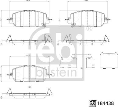 Febi Bilstein 184438 - Тормозные колодки, дисковые, комплект autosila-amz.com