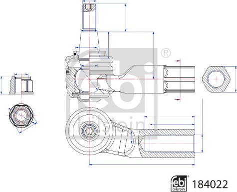 Febi Bilstein 184022 - Наконечник рулевой тяги, шарнир autosila-amz.com