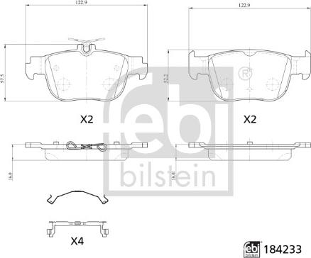 Febi Bilstein 184233 - Тормозные колодки, дисковые, комплект autosila-amz.com