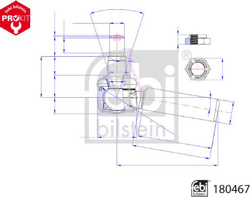 Febi Bilstein 180467 - Наконечник рулевой тяги, шарнир autosila-amz.com