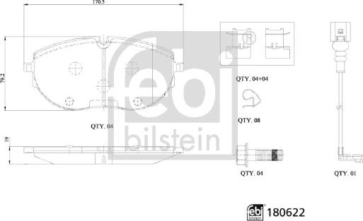 Febi Bilstein 180622 - Тормозные колодки, дисковые, комплект autosila-amz.com