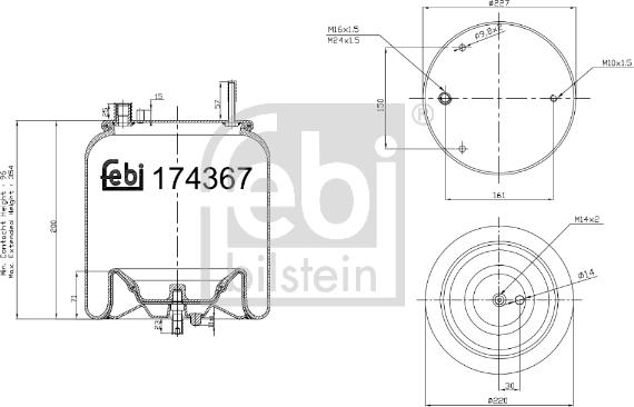 Febi Bilstein 174367 - Air suspension bellows fits: VOLVO FH, FH II, FH III, FH16, FH16 II, FH16 III, FM II, FM III, FMX II autosila-amz.com