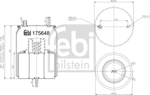Febi Bilstein 175648 - Air suspension bellows rectangular base holes fits: VOLVO FH fits: VOLVO FH, FH II, FH III, FH16, FH autosila-amz.com