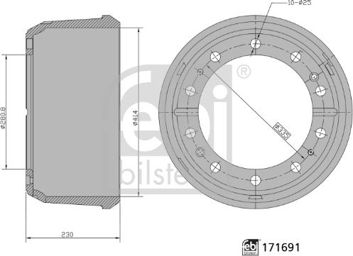 Febi Bilstein 171691 - Тормозной барабан autosila-amz.com