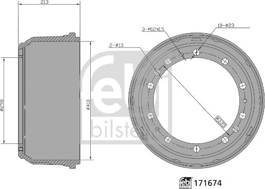 Febi Bilstein 171674 - Тормозной барабан autosila-amz.com