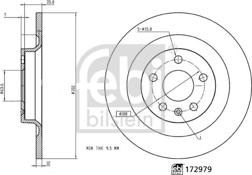 Febi Bilstein 172979 - Тормозной диск autosila-amz.com