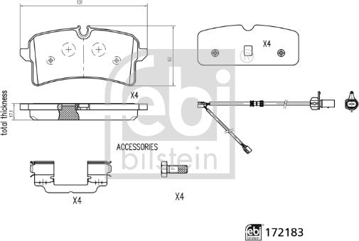 Febi Bilstein 172183 - Тормозные колодки, дисковые, комплект autosila-amz.com