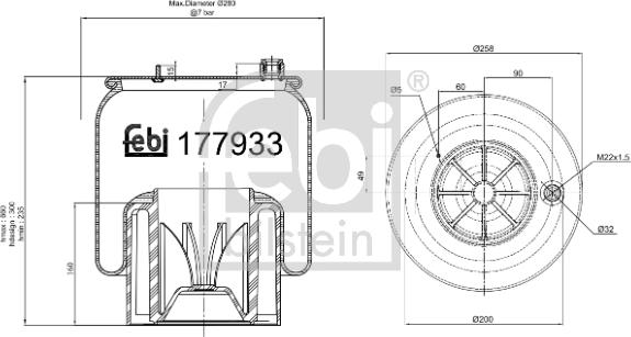 Febi Bilstein 177933 - Кожух пневматической рессоры autosila-amz.com