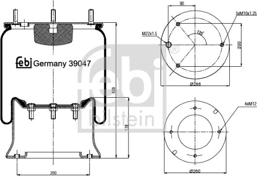 Febi Bilstein 39047 - Кожух пневматической рессоры autosila-amz.com