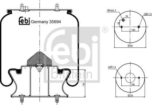 Febi Bilstein 35694 - Кожух пневматической рессоры autosila-amz.com