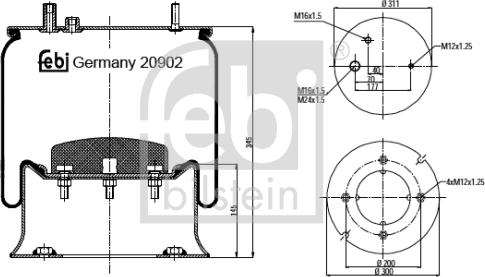 Febi Bilstein 20902 - Кожух пневматической рессоры autosila-amz.com