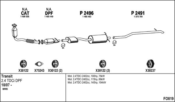 Fenno FO819 - Система выпуска ОГ autosila-amz.com