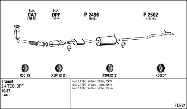 Fenno FO821 - Система выпуска ОГ autosila-amz.com