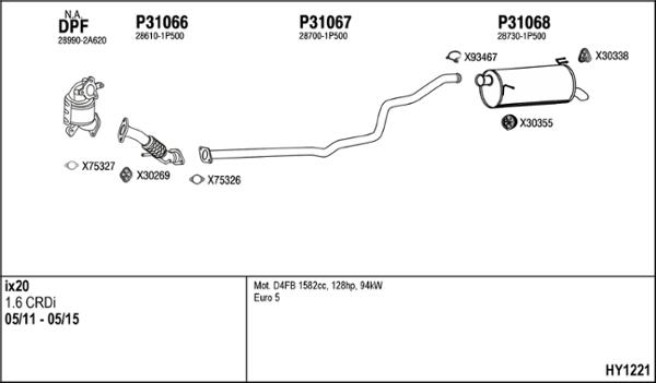 Fenno HY1221 - Система выпуска ОГ autosila-amz.com