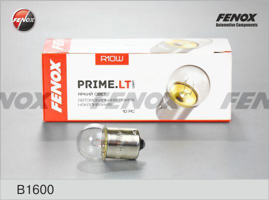 Fenox B1600 - Лампа накаливания сигнальная R10W BA15s 2800K PRIME.LT 12V 10W Картон 10шт autosila-amz.com