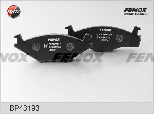 Fenox BP43193 - Тормозные колодки, дисковые, комплект autosila-amz.com