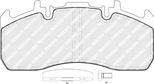 Ferodo FCV4377B - колодки дисковые! с пластинами и болтами, WVA29173 216x99.6x29 \RVI New Midlum, VOLVO FL autosila-amz.com