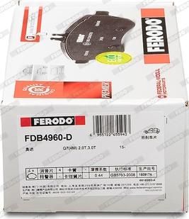 Ferodo FDB4960-D - Тормозные колодки, дисковые, комплект autosila-amz.com