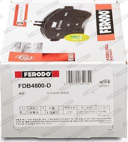 Ferodo FDB4800-D - Тормозные колодки, дисковые, комплект autosila-amz.com