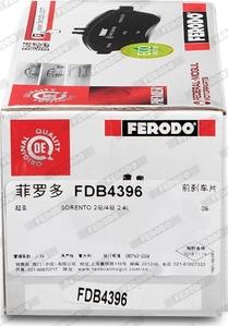Ferodo FDB4396 - Колодки тормозные дисковые передние Ferodo FDB4396 Соединенные Штаты 1/1 шт. autosila-amz.com