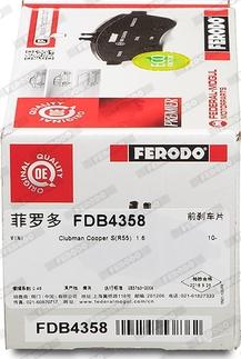 Ferodo FDB4358 - Тормозные колодки, дисковые, комплект autosila-amz.com