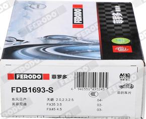 Ferodo FDB1693-S - Тормозные колодки, дисковые, комплект autosila-amz.com