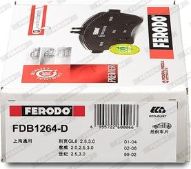 Ferodo FDB1264-D - Тормозные колодки, дисковые, комплект autosila-amz.com