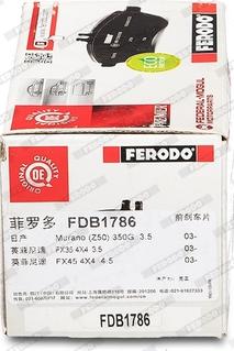 Ferodo FDB1786 - GDB3416=985 02 !колодки дисковые п.\ Nissan Murano 3.5 4WD 05>, Subaru Forester SG 2.0 02> autosila-amz.com