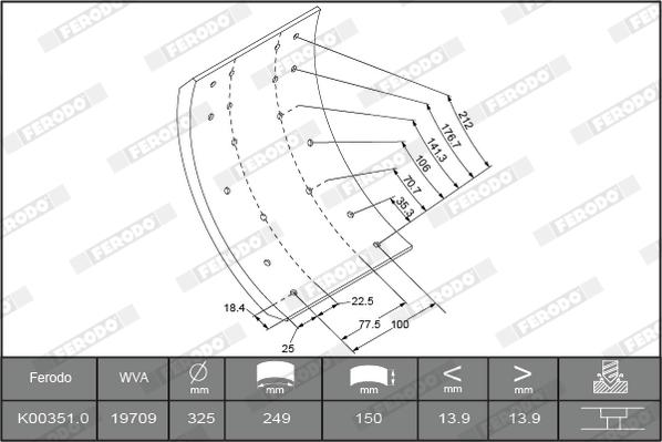 Ferodo K00351.1-F3529 - Комплект тормозных башмаков, барабанные тормоза autosila-amz.com