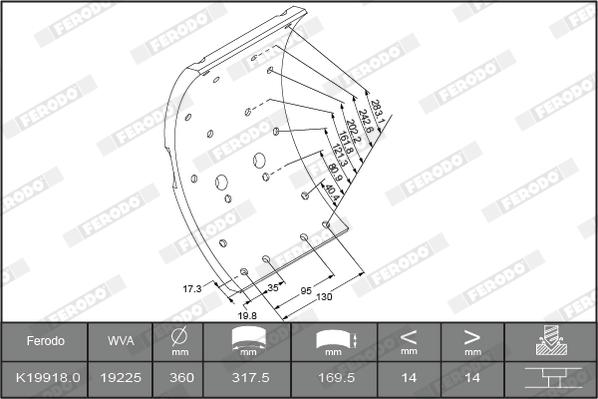 Ferodo K19918.2-F3653 - Комплект тормозных башмаков, барабанные тормоза autosila-amz.com